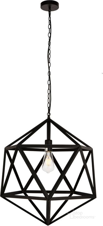 The appearance of Redmond 19.7" Black 1 Light Pendant designed by Elegant Lighting in the industrial interior design. This black piece of furniture  was selected by 1StopBedrooms from Redmond Collection to add a touch of cosiness and style into your home. Sku: LDPD2111. Product Type: Pendant Lighting. Material: Iron. Image1