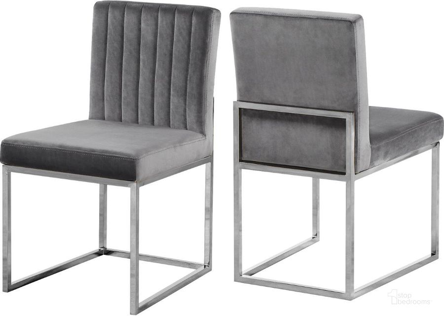 The appearance of Leaf Rapids Grey Velvet Dining Chair Set of 2 0qb2337322 designed by Furnique in the modern / contemporary interior design. This grey velvet piece of furniture  was selected by 1StopBedrooms from Leaf Rapids Collection to add a touch of cosiness and style into your home. Sku: 779Grey-C. Material: Metal. Product Type: Dining Chair. Image1