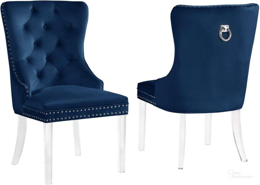 The appearance of Leah Blue Tufted Velvet With Acrylic Leg Dining Chair Set of 2 designed by Best Master Furniture in the modern / contemporary interior design. This blue piece of furniture  was selected by 1StopBedrooms from Leah Collection to add a touch of cosiness and style into your home. Sku: LX904BLC. Product Type: Dining Chair. Material: Velvet. Image1
