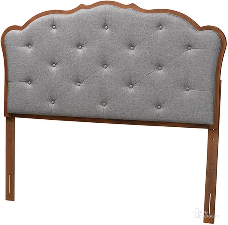 The appearance of Leandra Grey Fabric and Walnut Brown Finished Wood King Headboard designed by Baxton Studio in the traditional interior design. This grey and walnut piece of furniture  was selected by 1StopBedrooms from Leandra Collection to add a touch of cosiness and style into your home. Sku: MG9773-Dark Grey/Walnut-HB-King. Product Type: Headboard. Bed Size: King. Material: Rubberwood. Image1
