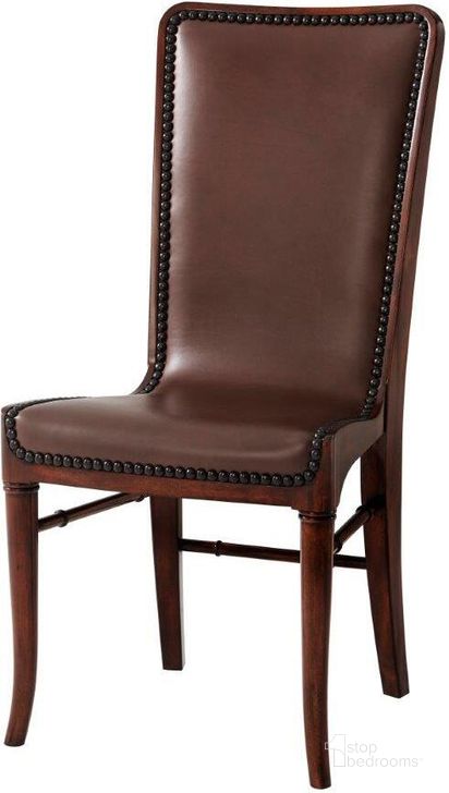 The appearance of Leather Sling Dining Chair Set Of 2 4000-485.0AAC designed by Theodore Alexander in the transitional interior design. This  piece of furniture  was selected by 1StopBedrooms from Theodore Alexander Collection to add a touch of cosiness and style into your home. Sku: 4000-485.0AAC. Material: Upholstered. Product Type: Dining Chair.