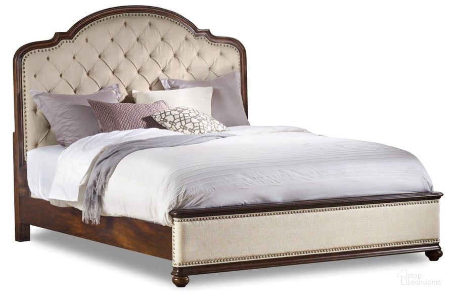 The appearance of Leesburg California King Upholstered Bed With Wood Rails In Beige designed by Hooker in the traditional interior design. This beige piece of furniture  was selected by 1StopBedrooms from Leesburg Collection to add a touch of cosiness and style into your home. Sku: 5381-90663;5381-90867;5381-90868. Bed Type: Panel Bed. Material: Wood. Product Type: Panel Bed. Bed Size: California King. Image1