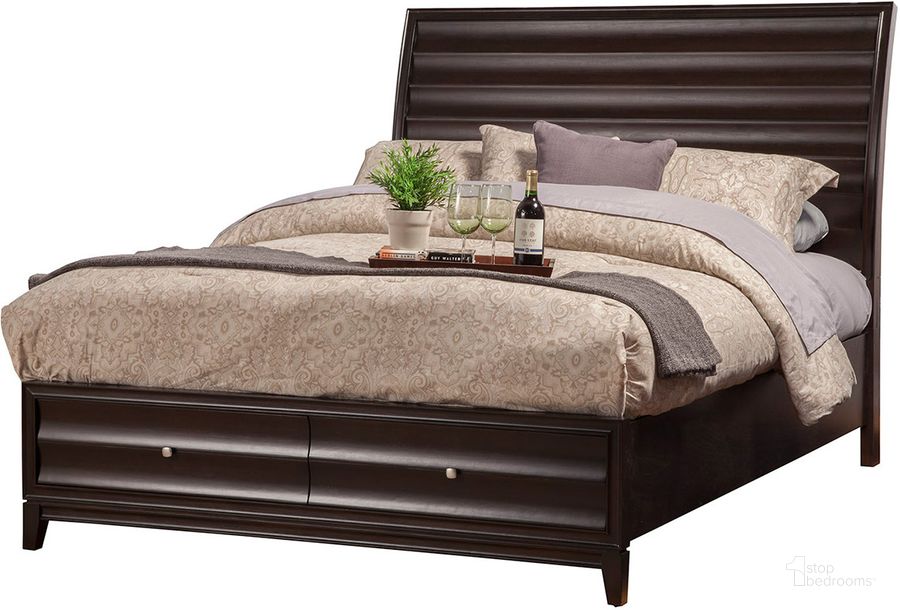 The appearance of Legacy Cherry Queen Sleigh Storage Bed designed by Alpine in the transitional interior design. This brown piece of furniture  was selected by 1StopBedrooms from Legacy Collection to add a touch of cosiness and style into your home. Sku: 1788-81Q. Bed Type: Storage Bed. Material: Wood. Product Type: Storage Bed. Bed Size: Queen. Image1