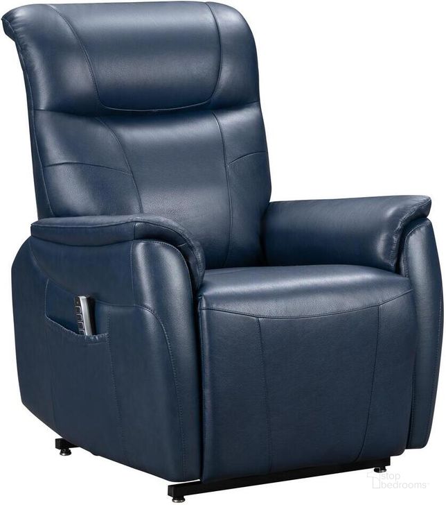 The appearance of Leighton Lift Chair Recliner With Power Head Rest Power Lumbar And Lay Flat Mechanism In Marco Navy Blue designed by BarcaLounger in the modern / contemporary interior design. This navy blue piece of furniture  was selected by 1StopBedrooms from Leighton Collection to add a touch of cosiness and style into your home. Sku: 23PHL3085373145. Material: Leather. Product Type: Recliner. Image1