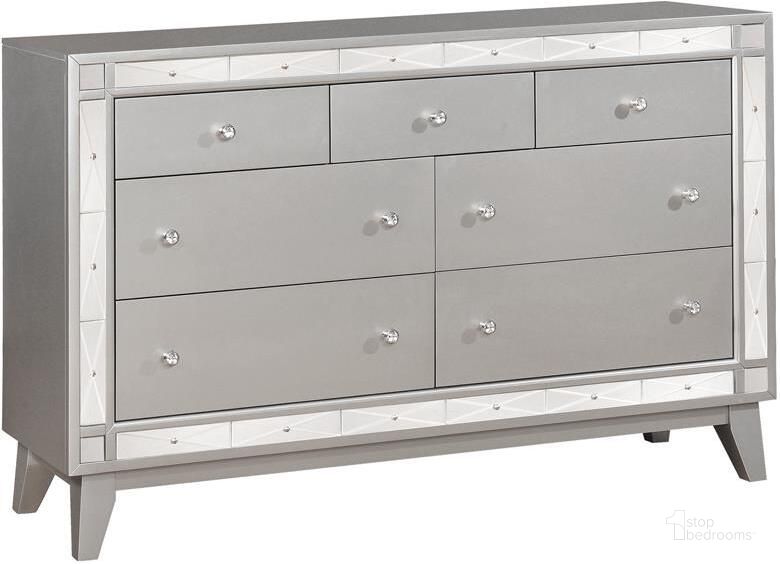 The appearance of Leighton Metallic Mercury Dresser designed by Coaster in the transitional interior design. This gray piece of furniture  was selected by 1StopBedrooms from Leighton Collection to add a touch of cosiness and style into your home. Sku: 204923. Material: Metal. Product Type: Dresser. Image1