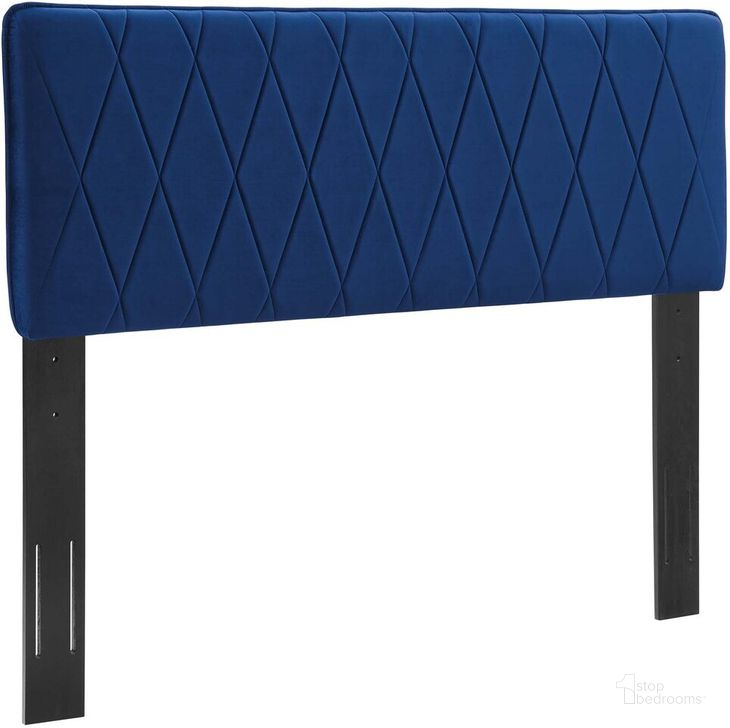 The appearance of Leila King/California King Headboard In Navy designed by Modway in the  interior design. This navy piece of furniture  was selected by 1StopBedrooms from Leila Collection to add a touch of cosiness and style into your home. Sku: MOD-6345-NAV. Product Type: Headboard. Material: MDF. Image1