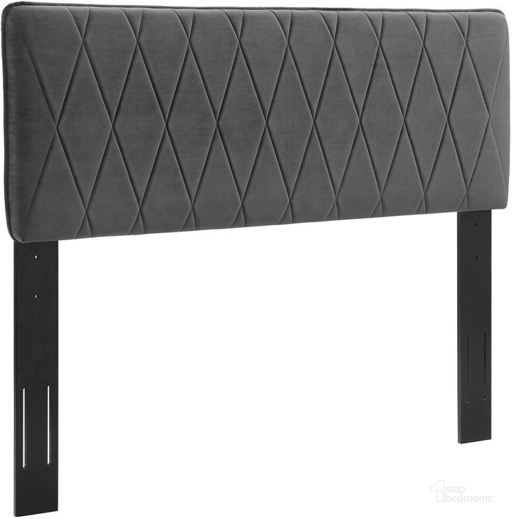 The appearance of Leila Performance Velvet Full/Queen Headboard In Charcoal designed by Modway in the  interior design. This charcoal piece of furniture  was selected by 1StopBedrooms from Leila Collection to add a touch of cosiness and style into your home. Sku: MOD-6344-CHA. Product Type: Headboard. Material: MDF. Image1