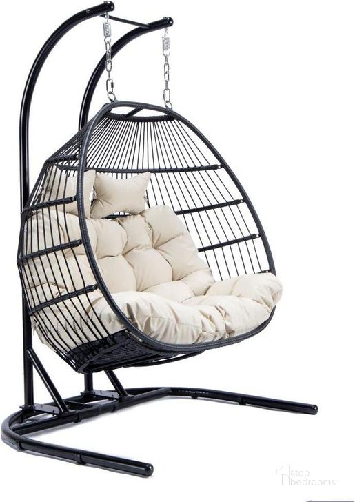 The appearance of LeisureMod Beige Wicker 2 Person Double Folding Hanging Egg Swing Chair designed by LeisureMod in the modern / contemporary interior design. This beige piece of furniture  was selected by 1StopBedrooms from  to add a touch of cosiness and style into your home. Sku: ESCF52BG. Product Type: Outdoor Chair. Material: Wicker. Image1