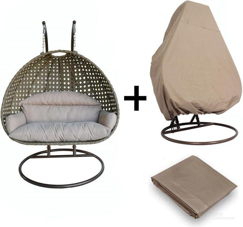 The appearance of LeisureMod Beige Wicker Hanging 2 person Egg Swing Chair With Outdoor Cover ESC57BG-C designed by LeisureMod in the modern / contemporary interior design. This beige piece of furniture  was selected by 1StopBedrooms from  to add a touch of cosiness and style into your home. Sku: ESC57BG-C. Product Type: Outdoor Chair. Material: Wicker. Image1