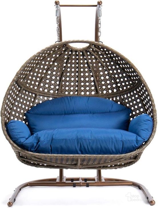 The appearance of LeisureMod Blue Wicker Hanging Double Egg Swing Chair EKDBG-57BU designed by LeisureMod in the modern / contemporary interior design. This blue piece of furniture  was selected by 1StopBedrooms from  to add a touch of cosiness and style into your home. Sku: EKDBG-57BU. Product Type: Outdoor Chair. Material: Wicker. Image1