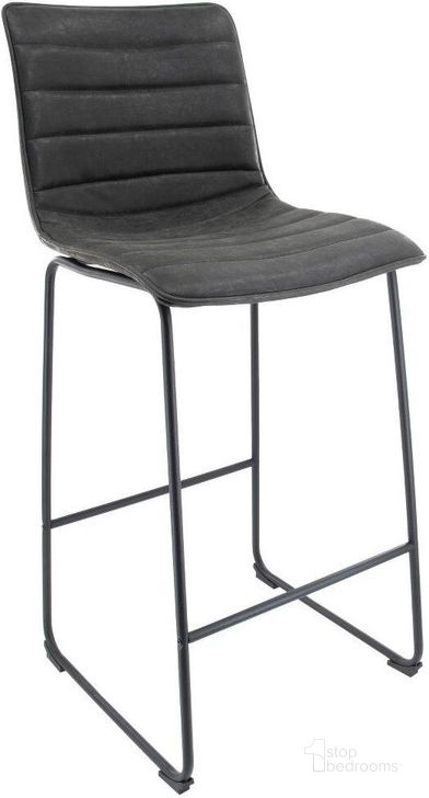 The appearance of Leisuremod Brooklyn 29.9 Inch Modern Leather Charcoal Black Bar Stool With Black Iron Base And Footrest designed by LeisureMod in the modern / contemporary interior design. This charcoal piece of furniture  was selected by 1StopBedrooms from Brooklyn Collection to add a touch of cosiness and style into your home. Sku: BS29BL. Material: Faux Leather. Product Type: Barstool. Image1