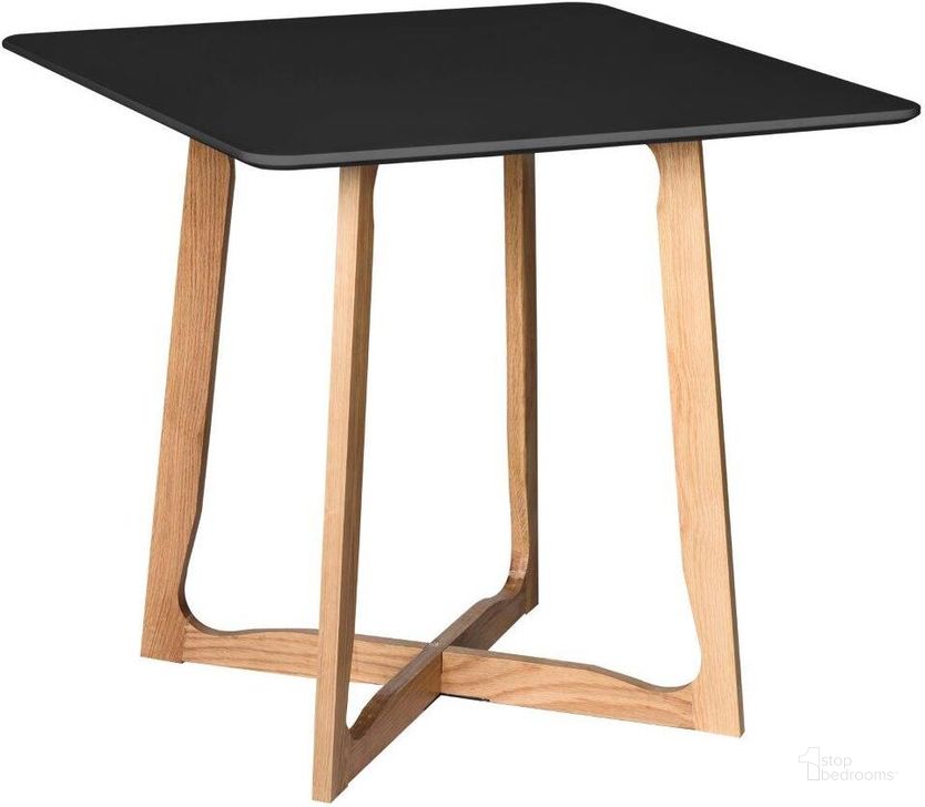 The appearance of LeisureMod Cedar Black Square Bistro Dining Table designed by LeisureMod in the modern / contemporary interior design. This black piece of furniture  was selected by 1StopBedrooms from Cedar Collection to add a touch of cosiness and style into your home. Sku: CD31BL. Table Base Style: Trestle. Table Top Shape: Square. Product Type: Dining Table. Material: MDF. Size: 32". Image1