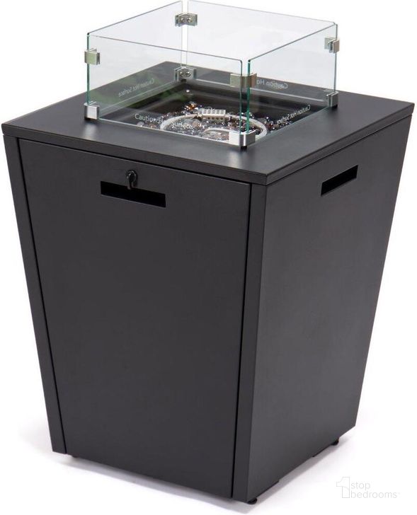 The appearance of LeisureMod Chelsea Aluminum Patio Modern Propane Fire Pit Black Side Table designed by LeisureMod in the modern / contemporary interior design. This black piece of furniture  was selected by 1StopBedrooms from Chelsea Collection to add a touch of cosiness and style into your home. Sku: CF21BL. Material: Steel. Product Type: Side Table. Image1