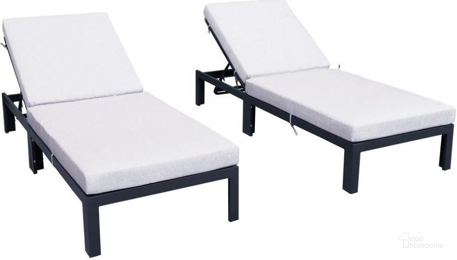 The appearance of LeisureMod Chelsea Modern Light Grey Outdoor Chaise Lounge Chair With Cushions Set of 2 designed by LeisureMod in the modern / contemporary interior design. This light grey piece of furniture  was selected by 1StopBedrooms from Chelsea Collection to add a touch of cosiness and style into your home. Sku: CLBL-77LGR2. Material: Aluminum. Product Type: Outdoor Chair. Image1
