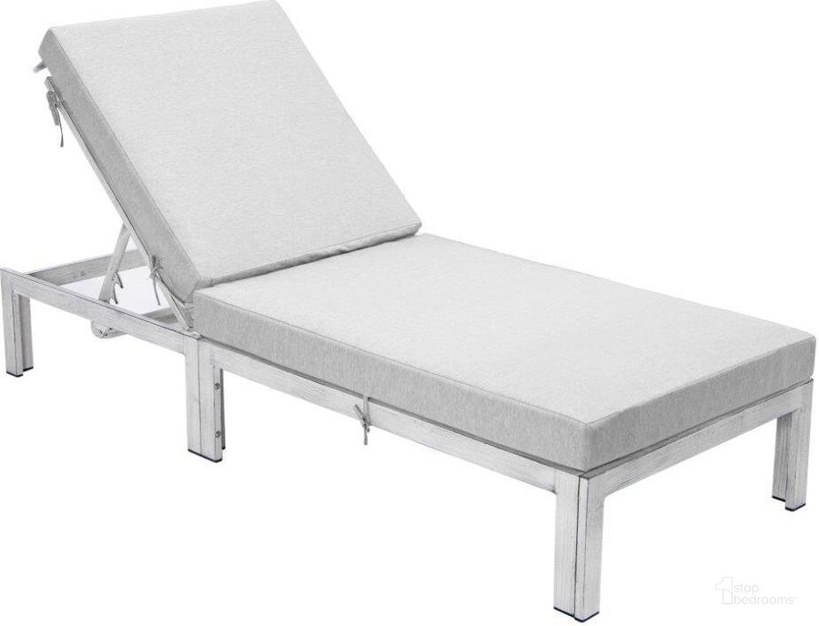 The appearance of LeisureMod Chelsea Modern Outdoor Weathered Grey Chaise Lounge Chair With Cushions In Light Grey designed by LeisureMod in the modern / contemporary interior design. This light grey piece of furniture  was selected by 1StopBedrooms from Chelsea Collection to add a touch of cosiness and style into your home. Sku: CLWGR-77LGR. Material: Aluminum. Product Type: Outdoor Chaise Lounge. Image1