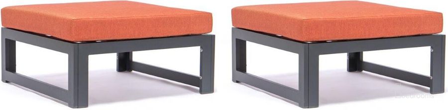 The appearance of LeisureMod Chelsea Outdoor Patio Orange Aluminum Ottomans With Cushions Set Of 2 designed by LeisureMod in the modern / contemporary interior design. This orange piece of furniture  was selected by 1StopBedrooms from Chelsea Collection to add a touch of cosiness and style into your home. Sku: CSO30OR2. Material: Aluminum. Product Type: Ottoman. Image1