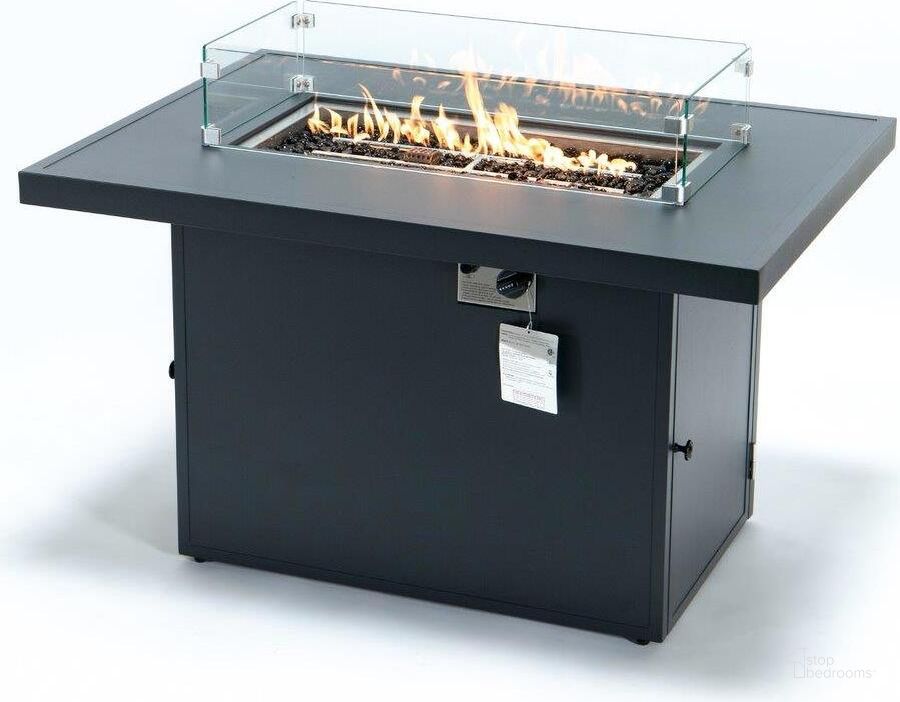 The appearance of Leisuremod Chelsea Patio Modern Black Aluminum Propane Fire Pit Table designed by LeisureMod in the modern / contemporary interior design. This black piece of furniture  was selected by 1StopBedrooms from Chelsea Collection to add a touch of cosiness and style into your home. Sku: CF44G-BL. Material: Aluminum. Product Type: Outdoor Table. Image1