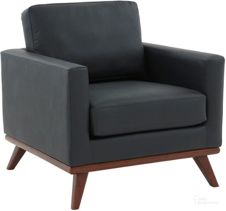 The appearance of Leisuremod Chester Modern Leather Accent Arm Chair With Birch Wood Base In Black designed by LeisureMod in the modern / contemporary interior design. This black piece of furniture  was selected by 1StopBedrooms from Chester Collection to add a touch of cosiness and style into your home. Sku: CS33BL-L. Material: Faux Leather. Product Type: Accent Chair. Image1