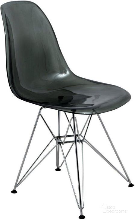 The appearance of LeisureMod Cresco Black Molded Eiffel Side Chair designed by LeisureMod in the modern / contemporary interior design. This transparent black piece of furniture  was selected by 1StopBedrooms from Cresco Collection to add a touch of cosiness and style into your home. Sku: CR19TBL. Product Type: Side Chair. Material: Plastic. Image1