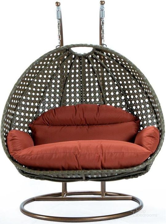 The appearance of LeisureMod Dark Orange Wicker Hanging 2 person Egg Swing Chair ESCBG-57DOR designed by LeisureMod in the modern / contemporary interior design. This orange piece of furniture  was selected by 1StopBedrooms from  to add a touch of cosiness and style into your home. Sku: ESCBG-57DOR. Product Type: Outdoor Chair. Material: Wicker. Image1