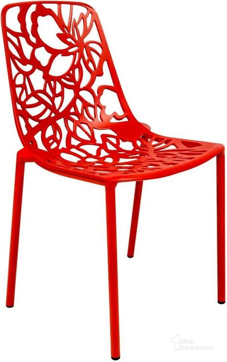 The appearance of LeisureMod Devon Red Armless Chair designed by LeisureMod in the modern / contemporary interior design. This red piece of furniture  was selected by 1StopBedrooms from Devon Collection to add a touch of cosiness and style into your home. Sku: DC23R. Material: Aluminum. Product Type: Side Chair. Image1