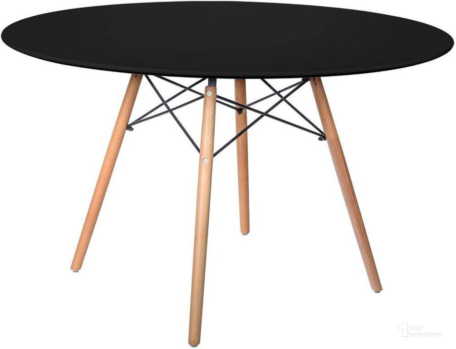 The appearance of LeisureMod Dover Transparent Black Round Dining Table designed by LeisureMod in the modern / contemporary interior design. This transparent black piece of furniture  was selected by 1StopBedrooms from Dover Collection to add a touch of cosiness and style into your home. Sku: EP47BLTR. Table Base Style: Trestle. Table Top Shape: Round. Product Type: Dining Table. Material: MDF. Size: 48". Image1