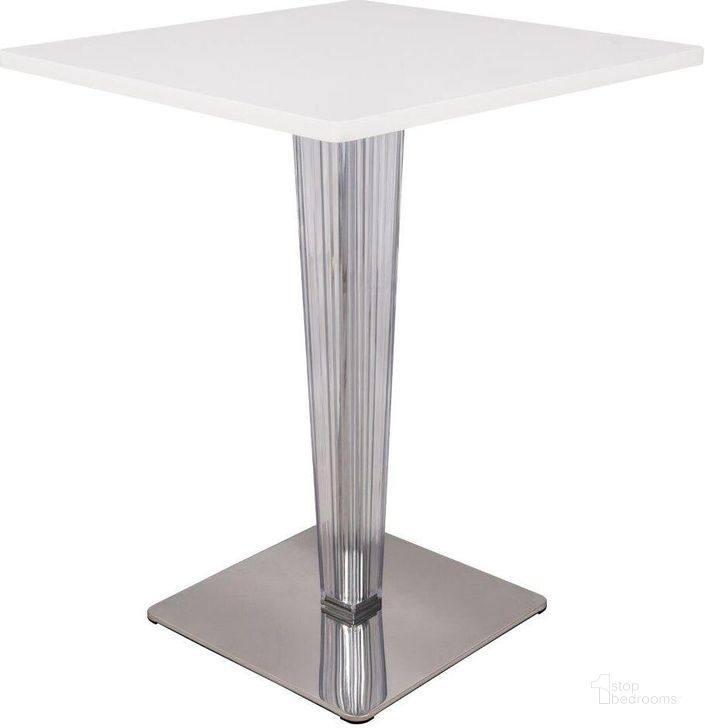 The appearance of LeisureMod Glen MDF Dining Table designed by LeisureMod in the modern / contemporary interior design. This white piece of furniture  was selected by 1StopBedrooms from Glen Collection to add a touch of cosiness and style into your home. Sku: GT23W. Table Base Style: Pedestal. Table Top Shape: Square. Product Type: Dining Table. Material: MDF. Size: 24". Image1