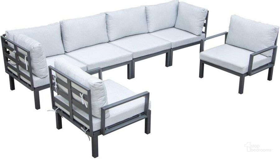 The appearance of Leisuremod Hamilton 6-Piece Aluminum Patio Conversation Set With Cushions In Light Grey designed by LeisureMod in the modern / contemporary interior design. This light grey piece of furniture  was selected by 1StopBedrooms from Hamilton Collection to add a touch of cosiness and style into your home. Sku: HSBL-6LGR. Material: Aluminum. Product Type: Outdoor Conversation Set. Image1