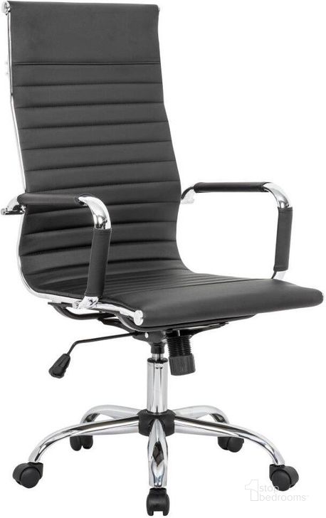 The appearance of LeisureMod Harris Black Leatherette High Back Office Chair designed by LeisureMod in the modern / contemporary interior design. This black piece of furniture  was selected by 1StopBedrooms from Harris Collection to add a touch of cosiness and style into your home. Sku: HOT19BLL. Material: Leather. Product Type: Office Chair. Image1