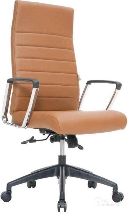 The appearance of Leisuremod Hilton Modern High Back Leather Office Chair In Light Brown designed by LeisureMod in the modern / contemporary interior design. This light brown piece of furniture  was selected by 1StopBedrooms from Hilton Collection to add a touch of cosiness and style into your home. Sku: HO20LBRL. Material: Leather. Product Type: Office Chair. Image1
