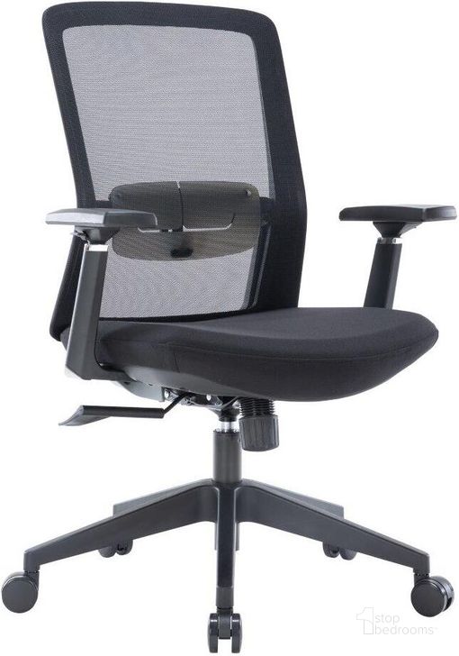 The appearance of LeisureMod Ingram Modern Office Task Chair with adjustable armrests In Black designed by LeisureMod in the modern / contemporary interior design. This black piece of furniture  was selected by 1StopBedrooms from Ingram Collection to add a touch of cosiness and style into your home. Sku: IO20BL. Product Type: Office Chair. Material: Plastic. Image1