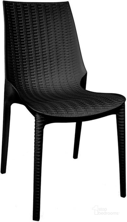 The appearance of LeisureMod Kent Outdoor Dining Chair KC19BL designed by LeisureMod in the modern / contemporary interior design. This black piece of furniture  was selected by 1StopBedrooms from Kent Collection to add a touch of cosiness and style into your home. Sku: KC19BL. Product Type: Dining Chair. Material: Plastic. Image1