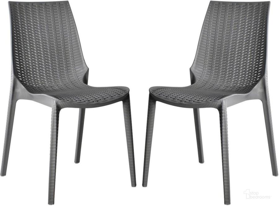 The appearance of Leisuremod Kent Outdoor Dining Chair Set Of 2 designed by LeisureMod in the modern / contemporary interior design. This grey piece of furniture  was selected by 1StopBedrooms from Kent Collection to add a touch of cosiness and style into your home. Sku: KC19GR2. Material: Plastic. Product Type: Outdoor Dining Chair. Image1