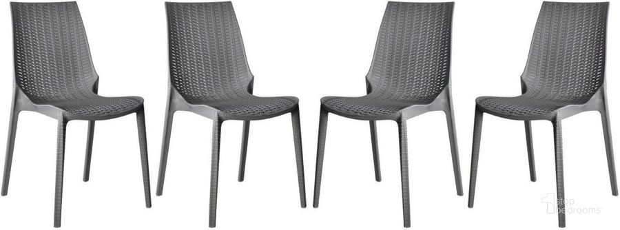 The appearance of Leisuremod Kent Outdoor Grey Dining Chair Set Of 4 designed by LeisureMod in the modern / contemporary interior design. This grey piece of furniture  was selected by 1StopBedrooms from Kent Collection to add a touch of cosiness and style into your home. Sku: KC19GR4. Material: Plastic. Product Type: Outdoor Dining Chair. Image1