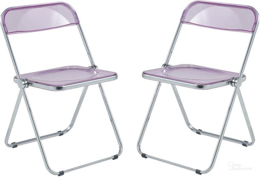 The appearance of Leisuremod Lawrence Acrylic Folding Chair With Metal Frame Set Of 2 LF19PU2 designed by LeisureMod in the modern / contemporary interior design. This magenta piece of furniture  was selected by 1StopBedrooms from Lawrence Collection to add a touch of cosiness and style into your home. Sku: LF19PU2. Product Type: Living Room Chair. Material: Acrylic. Image1