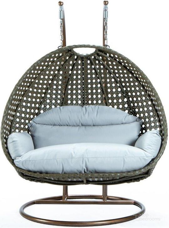 The appearance of LeisureMod Light Grey Wicker Hanging 2 person Egg Swing Chair ESCBG-57LGR designed by LeisureMod in the modern / contemporary interior design. This light grey piece of furniture  was selected by 1StopBedrooms from  to add a touch of cosiness and style into your home. Sku: ESCBG-57LGR. Product Type: Outdoor Chair. Material: Wicker. Image1