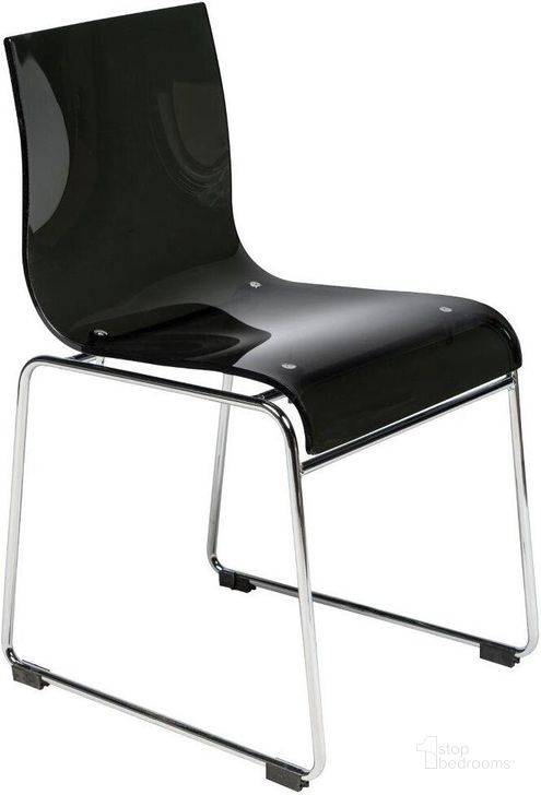 The appearance of LeisureMod Lima Black Acrylic Chair designed by LeisureMod in the modern / contemporary interior design. This transparent black piece of furniture  was selected by 1StopBedrooms from Lima Collection to add a touch of cosiness and style into your home. Sku: LC19TBL. Product Type: Side Chair. Material: Acrylic. Image1