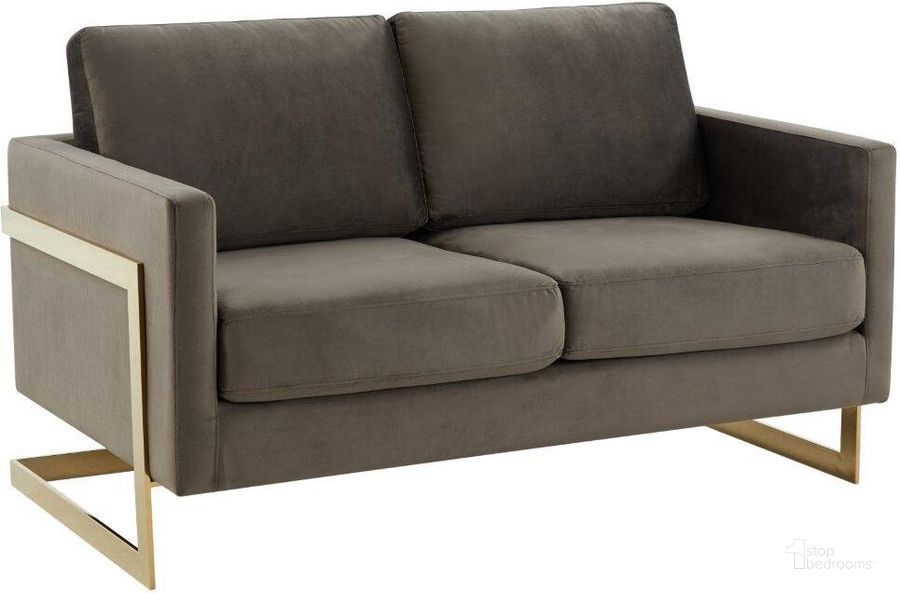 The appearance of LeisureMod Lincoln Dark Grey Modern Mid-Century Upholstered Velvet Loveseat with Gold Frame designed by LeisureMod in the modern / contemporary interior design. This dark grey piece of furniture  was selected by 1StopBedrooms from Lincoln Collection to add a touch of cosiness and style into your home. Sku: LA55DGR. Product Type: Loveseat. Material: Velvet. Image1
