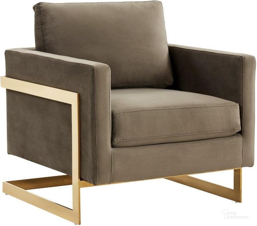 The appearance of Leisuremod Lincoln Velvet Accent Arm Chair With Gold Frame LA31DGR designed by LeisureMod in the modern / contemporary interior design. This dark grey piece of furniture  was selected by 1StopBedrooms from Lincoln Collection to add a touch of cosiness and style into your home. Sku: LA31DGR. Product Type: Accent Chair. Material: Velvet. Image1