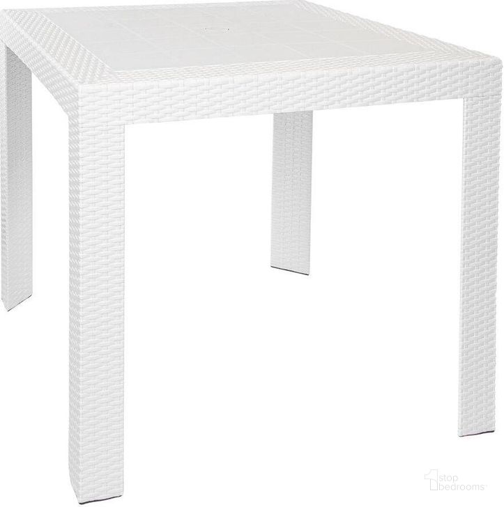 The appearance of LeisureMod Mace Weave Design Outdoor Bistro Table designed by LeisureMod in the modern / contemporary interior design. This white piece of furniture  was selected by 1StopBedrooms from Mace Collection to add a touch of cosiness and style into your home. Sku: MT31W. Product Type: Bistro Table. Material: Plastic. Image1