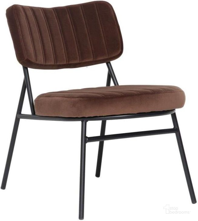 The appearance of Leisuremod Marilane Velvet Accent Chair With Metal Frame MA29BR designed by LeisureMod in the modern / contemporary interior design. This brown piece of furniture  was selected by 1StopBedrooms from Marilane Collection to add a touch of cosiness and style into your home. Sku: MA29BR. Product Type: Accent Chair. Material: Velvet. Image1