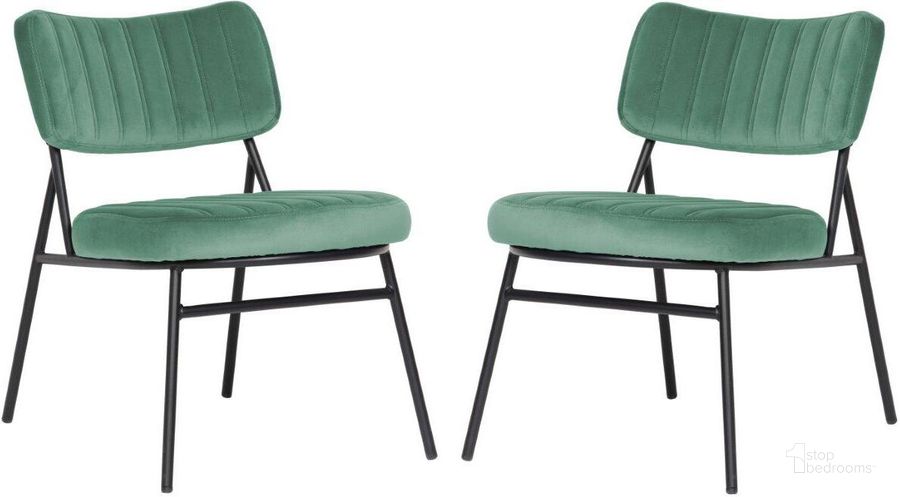The appearance of Leisuremod Marilane Velvet Accent Chair With Metal Frame Set Of 2 MA29BU2 designed by LeisureMod in the modern / contemporary interior design. This turquoise piece of furniture  was selected by 1StopBedrooms from Marilane Collection to add a touch of cosiness and style into your home. Sku: MA29BU2. Product Type: Accent Chair. Material: Velvet. Image1