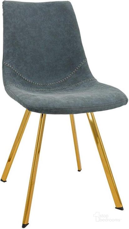 The appearance of Leisuremod Markley Modern Leather Dining Chair With Gold Legs MCG18BU designed by LeisureMod in the modern / contemporary interior design. This blue piece of furniture  was selected by 1StopBedrooms from Markley Collection to add a touch of cosiness and style into your home. Sku: MCG18BU. Material: Metal. Product Type: Dining Chair. Image1