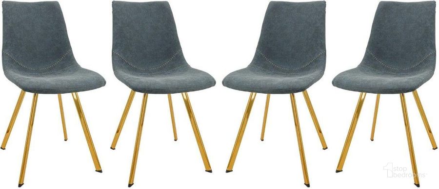 The appearance of Leisuremod Markley Modern Leather Dining Chair With Gold Legs Set Of 4 MCG18BU4 designed by LeisureMod in the modern / contemporary interior design. This blue piece of furniture  was selected by 1StopBedrooms from Markley Collection to add a touch of cosiness and style into your home. Sku: MCG18BU4. Material: Metal. Product Type: Dining Chair. Image1