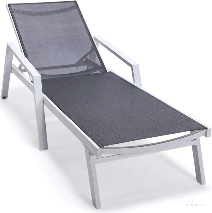 The appearance of Leisuremod Marlin Patio Chaise Lounge Chair With Armrests In White Aluminum Frame In Black designed by LeisureMod in the modern / contemporary interior design. This black piece of furniture  was selected by 1StopBedrooms from Marlin Collection to add a touch of cosiness and style into your home. Sku: MLAW-77BL. Material: Aluminum. Product Type: Outdoor Chaise Lounge. Image1