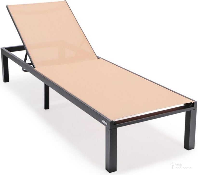 The appearance of Leisuremod Marlin Patio Chaise Lounge Chair With Black Aluminum Frame In Light Brown designed by LeisureMod in the modern / contemporary interior design. This light brown piece of furniture  was selected by 1StopBedrooms from Marlin Collection to add a touch of cosiness and style into your home. Sku: MLBL-77LBR. Material: Aluminum. Product Type: Outdoor Chaise Lounge. Image1