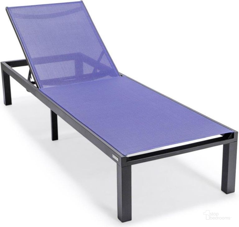 The appearance of Leisuremod Marlin Patio Chaise Lounge Chair With Black Aluminum Frame In Navy Blue designed by LeisureMod in the modern / contemporary interior design. This navy blue piece of furniture  was selected by 1StopBedrooms from Marlin Collection to add a touch of cosiness and style into your home. Sku: MLBL-77NBU. Material: Aluminum. Product Type: Outdoor Chaise Lounge. Image1