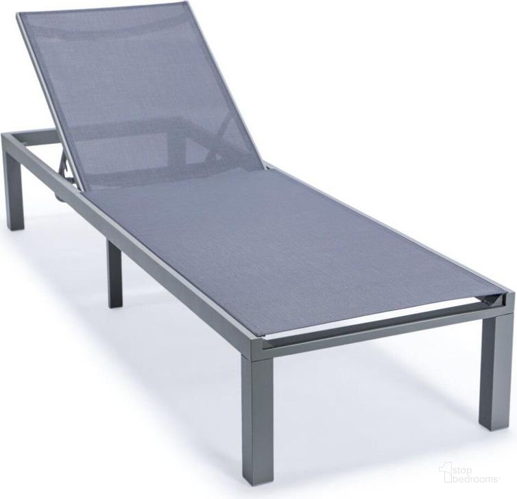 The appearance of Leisuremod Marlin Patio Chaise Lounge Chair With Grey Aluminum Frame In Dark Grey designed by LeisureMod in the modern / contemporary interior design. This dark grey piece of furniture  was selected by 1StopBedrooms from Marlin Collection to add a touch of cosiness and style into your home. Sku: MLGR-77DGR. Material: Aluminum. Product Type: Outdoor Chaise Lounge. Image1