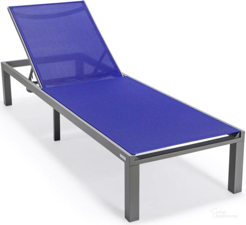 The appearance of Leisuremod Marlin Patio Chaise Lounge Chair With Grey Aluminum Frame In Navy Blue designed by LeisureMod in the modern / contemporary interior design. This navy blue piece of furniture  was selected by 1StopBedrooms from Marlin Collection to add a touch of cosiness and style into your home. Sku: MLGR-77NBU. Material: Aluminum. Product Type: Outdoor Chaise Lounge. Image1