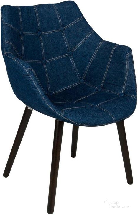 The appearance of LeisureMod Milburn Denim Tufted Lounge Chair designed by LeisureMod in the modern / contemporary interior design. This denim piece of furniture  was selected by 1StopBedrooms from Milburn Collection to add a touch of cosiness and style into your home. Sku: MA23DBU. Material: Polyester. Product Type: Lounge Chair. Image1